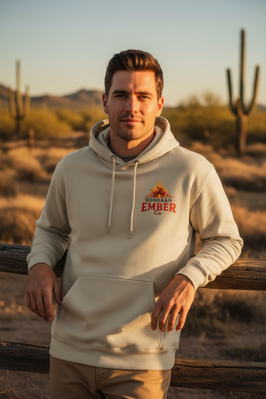 Beige Hoodie Front - Man
